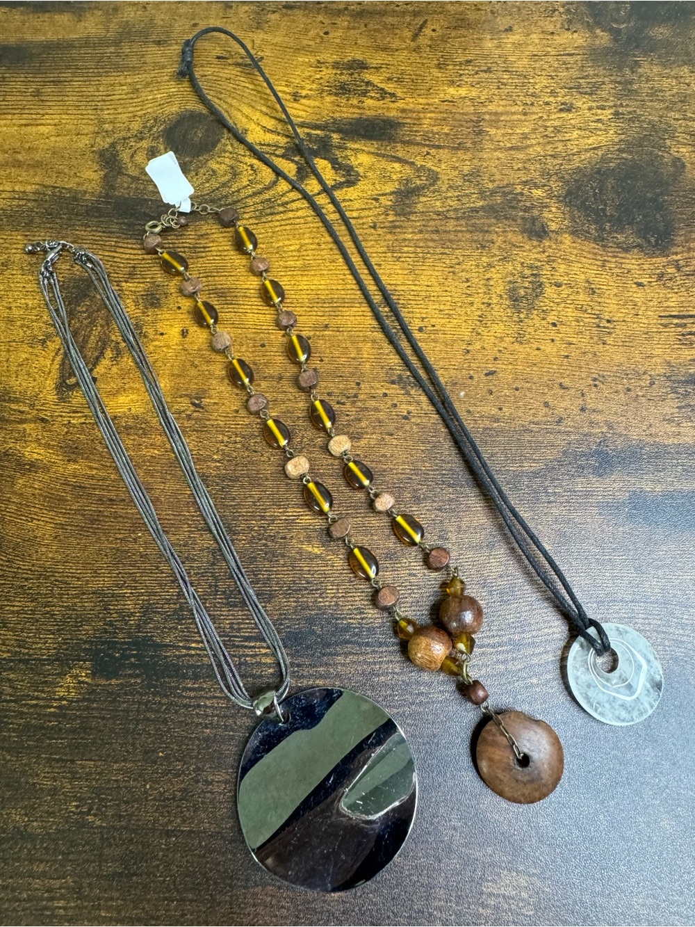 3 Bohemian Necklace Bundle - Quartz, Metal, Wood